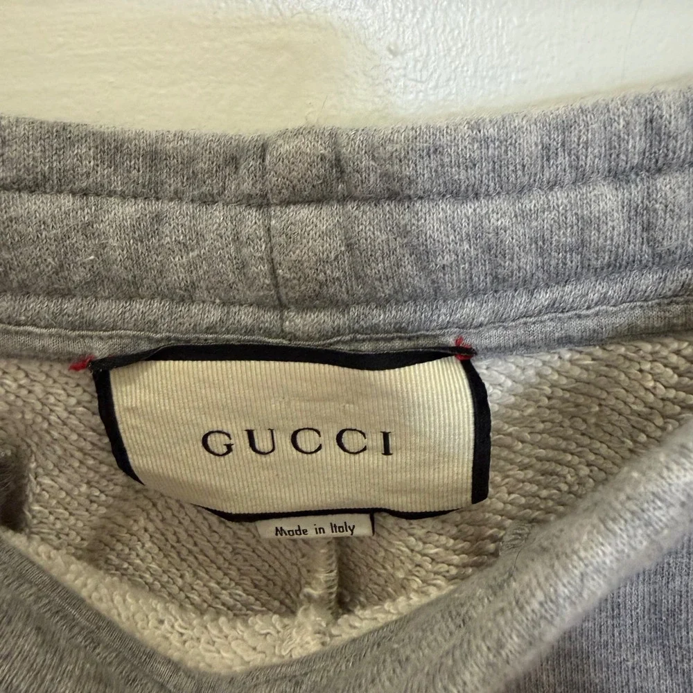 Gucci Mens Tiger Patch Logo Stripe Sweatpants Gray Joggers Made in Italy